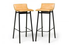 Set of 4 Vista Black Enamel Barstools with Mustard Upholstered Scoop Seats - 4172610