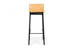 Set of 4 Vista Black Enamel Barstools with Mustard Upholstered Scoop Seats - 4172611