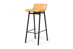 Set of 4 Vista Black Enamel Barstools with Mustard Upholstered Scoop Seats - 4172612
