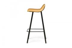 Set of 4 Vista Black Enamel Barstools with Mustard Upholstered Scoop Seats - 4172613