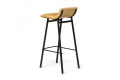 Set of 4 Vista Black Enamel Barstools with Mustard Upholstered Scoop Seats - 4172614