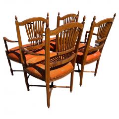 Set of 4 Walnut Country French Wheat Back Armchairs - 4519232