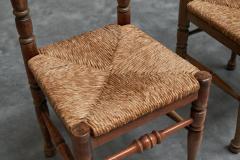 Set of 4 Whimsical Chairs in Oak and Rush 1950s - 4468801