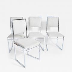 Set of 4 Willy Rizzo style chromed chairs 1970s  - 4547618