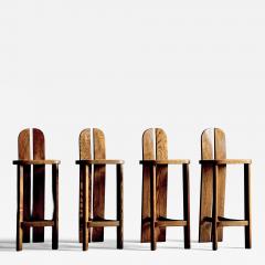 Set of 4 Wooden Bar Stools with Cane Seats - 4392876