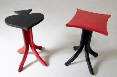 Set of 4 bar stools in two colors lacquered wood - 2208872