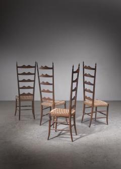 Set of 4 beech and seagrass Chiavari chairs Italy 1940s - 2862229