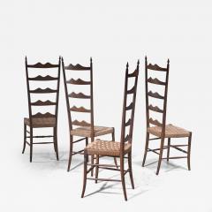Set of 4 beech and seagrass Chiavari chairs Italy 1940s - 2863640