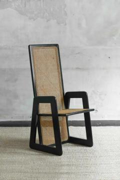 Set of 4 chairs in Vienna straw and black lacquered wood 1970s - 3998766