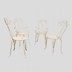 Set of 4 garden chairs and round table French 1950s - 4150312