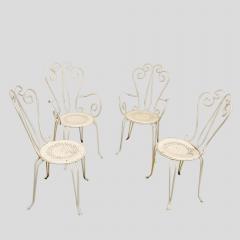 Set of 4 garden chairs and round table French 1950s - 4150313