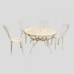 Set of 4 garden chairs and round table French 1950s - 4150314