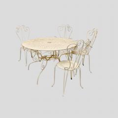 Set of 4 garden chairs and round table French 1950s - 4150315