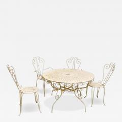 Set of 4 garden chairs and round table French 1950s - 4151790