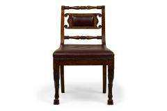 Set of 4 of French Empire Style Turned and Carved Mahogany Burgundy Upholstered - 4635309