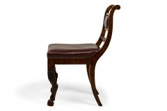 Set of 4 of French Empire Style Turned and Carved Mahogany Burgundy Upholstered - 4635311