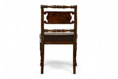 Set of 4 of French Empire Style Turned and Carved Mahogany Burgundy Upholstered - 4635313