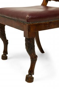 Set of 4 of French Empire Style Turned and Carved Mahogany Burgundy Upholstered - 4635316