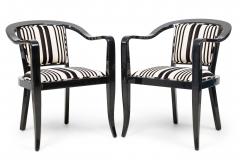 Set of 5 American Mid Century Ed Wormley Ebonized With Striped Upholestory Armch - 4631700