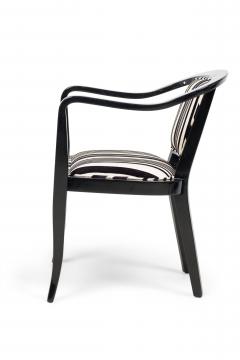 Set of 5 American Mid Century Ed Wormley Ebonized With Striped Upholestory Armch - 4631703