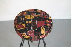 Set of 5 Bar Stools with New Tiki Upholstery and Swivel Seats - 675638