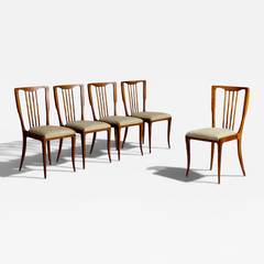 Set of 5 Dining Chairs in Caviuna Wood Fabric Giuseppe Scapinelli 1950s - 4802470