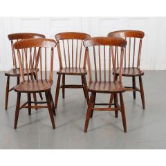 Set of 5 English 19th Century Oak Dining Chairs - 2707043