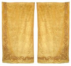 Set of 5 English Victorian Style Gold Velvet Drapes - 4662068