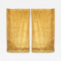 Set of 5 English Victorian Style Gold Velvet Drapes - 4662071