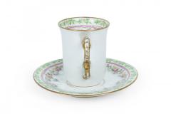 Set of 5 French Victorian Porcelain Floral Teacups - 4672063