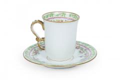 Set of 5 French Victorian Porcelain Floral Teacups - 4672064
