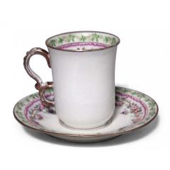 Set of 5 French Victorian Porcelain Floral Teacups - 4740718