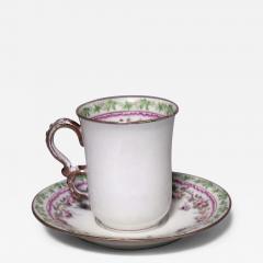 Set of 5 French Victorian Porcelain Floral Teacups - 4740937