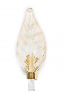 Set of 5 Italian Mid Century Murano Glass Leaf Wall Sconce - 4163257