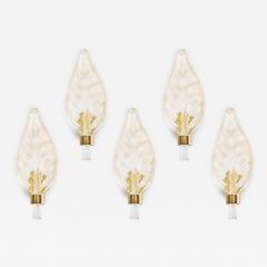 Set of 5 Italian Mid Century Murano Glass Leaf Wall Sconce - 4178428