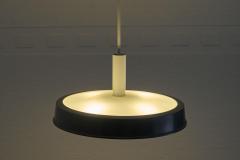 Set of 5 Large Mid Century Pendant Lamps in Painted Metal and Opaline Glass 1960 - 4526883