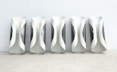 Set of 5 Mid Century Modern White Metal Chrome Wall Sconces - 2744218