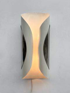 Set of 5 Mid Century Modern White Metal Chrome Wall Sconces - 2744220