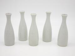 Set of 5 Modern White Ceramic Bud Vases - 2186443