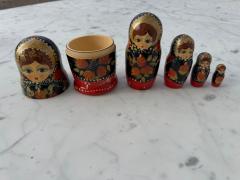 Set of 5 Russian Signed Matryoshka Hand Painted Nesting Dolls - 4519124