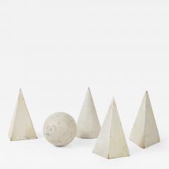 Set of 5 white Painted Wooden Geometric Molds - 1638503