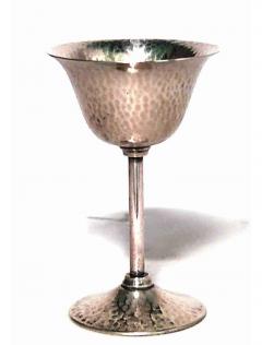 Set of 6 American Mission Hammered Silver Wine Glasses - 4675484