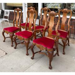 Set of 6 Antique George I Burl Walnut Dining Chairs - 4473441