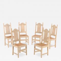 Set of 6 Belgian Dining Chairs with Rush Seats and High Arched Backs 1960s - 4319020