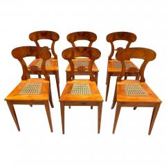 Set of 6 Biedermeier Board Chairs Cherry wood and Mesh Austria circa 1830 - 4478409
