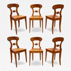Set of 6 Biedermeier Board Chairs Cherry wood and Mesh Austria circa 1830 - 4483370