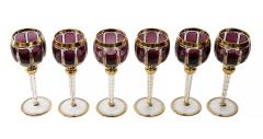 Set of 6 Bohemian Handmade Gilt Glass Wine Glasses - 3112856