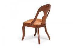 Set of 6 Carved Wood Gondola Dining Chairs with Acanthus Weave Upholstered Seats - 4170184