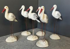 Set of 6 Cast Cement Painted Seagulls Alsace France - 4252092