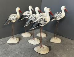Set of 6 Cast Cement Painted Seagulls Alsace France - 4252097
